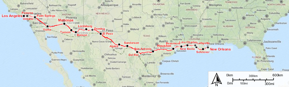 Amtrak Sunset Limited map