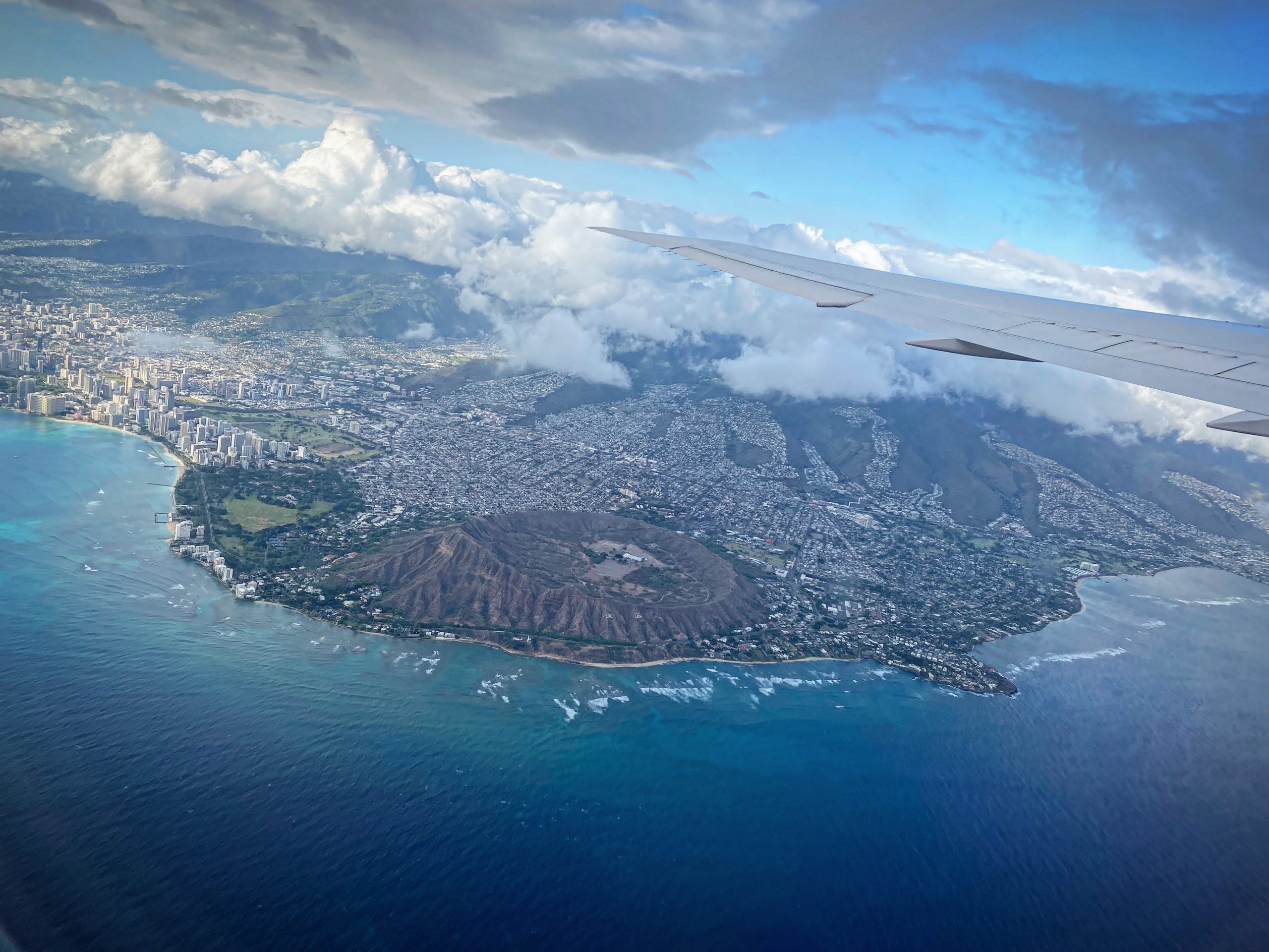 Oahu departure diamond head plane view hawaii